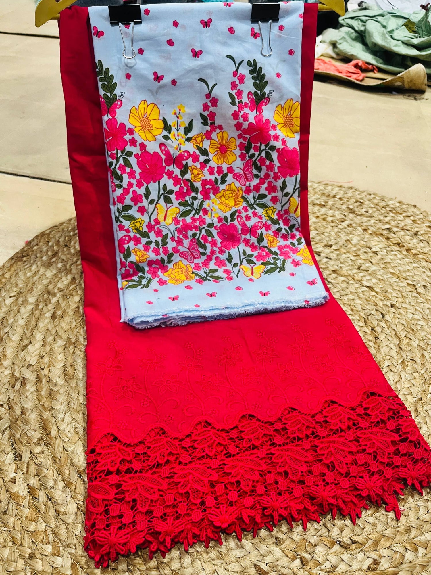 Premium Pure Cotton 80*80 PRINTED Applique Suit Set