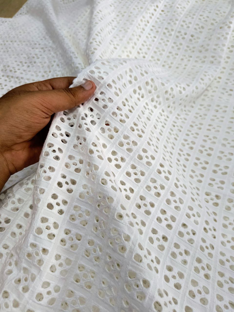 (SALE Prices) Premium Pure Cotton Fabric With Hakuba Chikankari Embroidery (DYEABLE ALSO) (Big WIDTH!!)