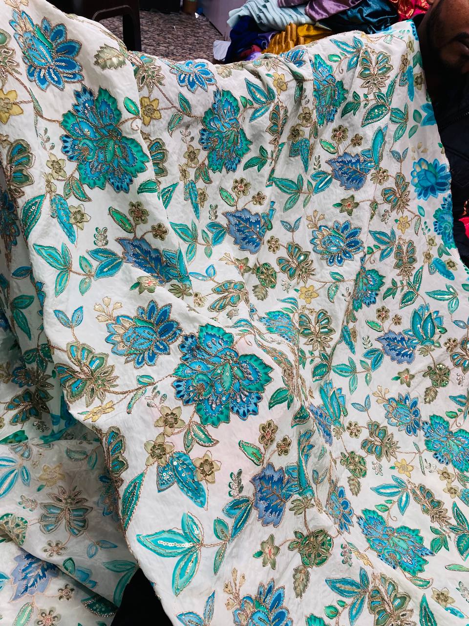 Most Premium Celebrity Designer Position Print Natural Pure CREPE FABRIC