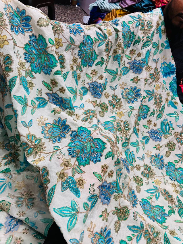 Most Premium Celebrity Designer Position Print Natural Pure CREPE FABRIC