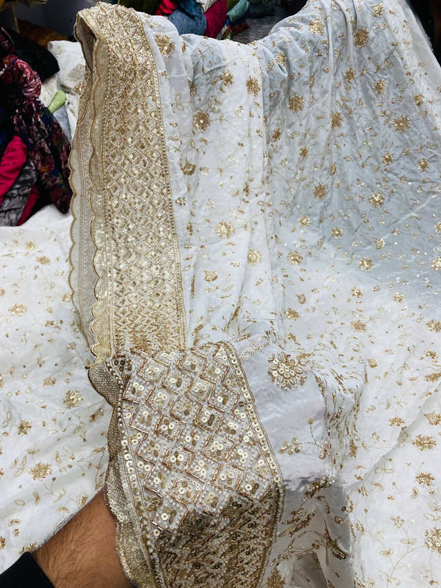 Most Premium Heavy Cut Dana Beats Hand Work On Pure Dyeable CREPE FABRIC (Big WIDTH!!)