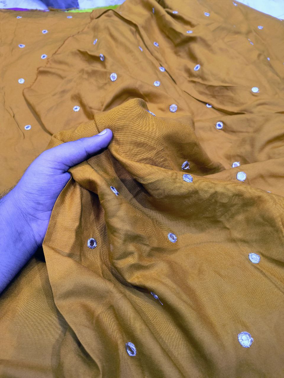 Most Premium Pure Modal Cotton FABRIC With Fine Mirror WORK