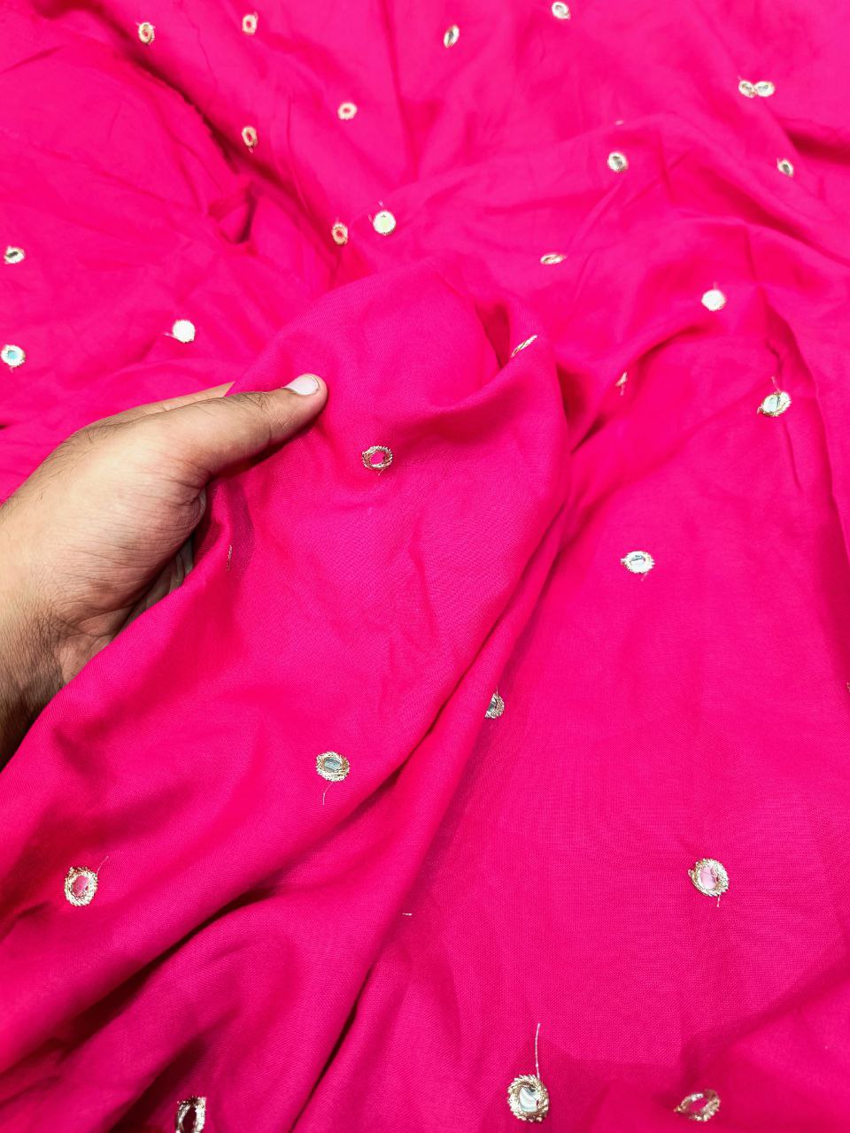 Most Premium Pure Modal Cotton FABRIC With Fine Mirror WORK