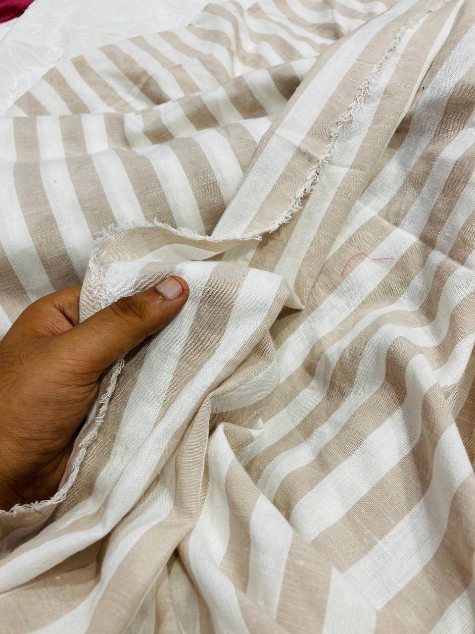 Most Premium Pure Linen Cotton STRIPES FABRIC (Big WIDTH!!)