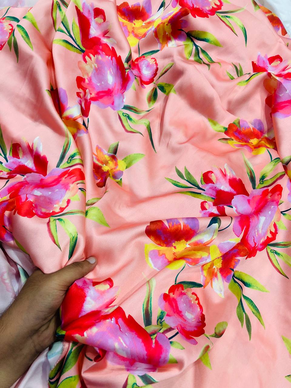 Most Premium Pure Modal Satin Digital PRINTED FABRIC (Big WIDTH!!)