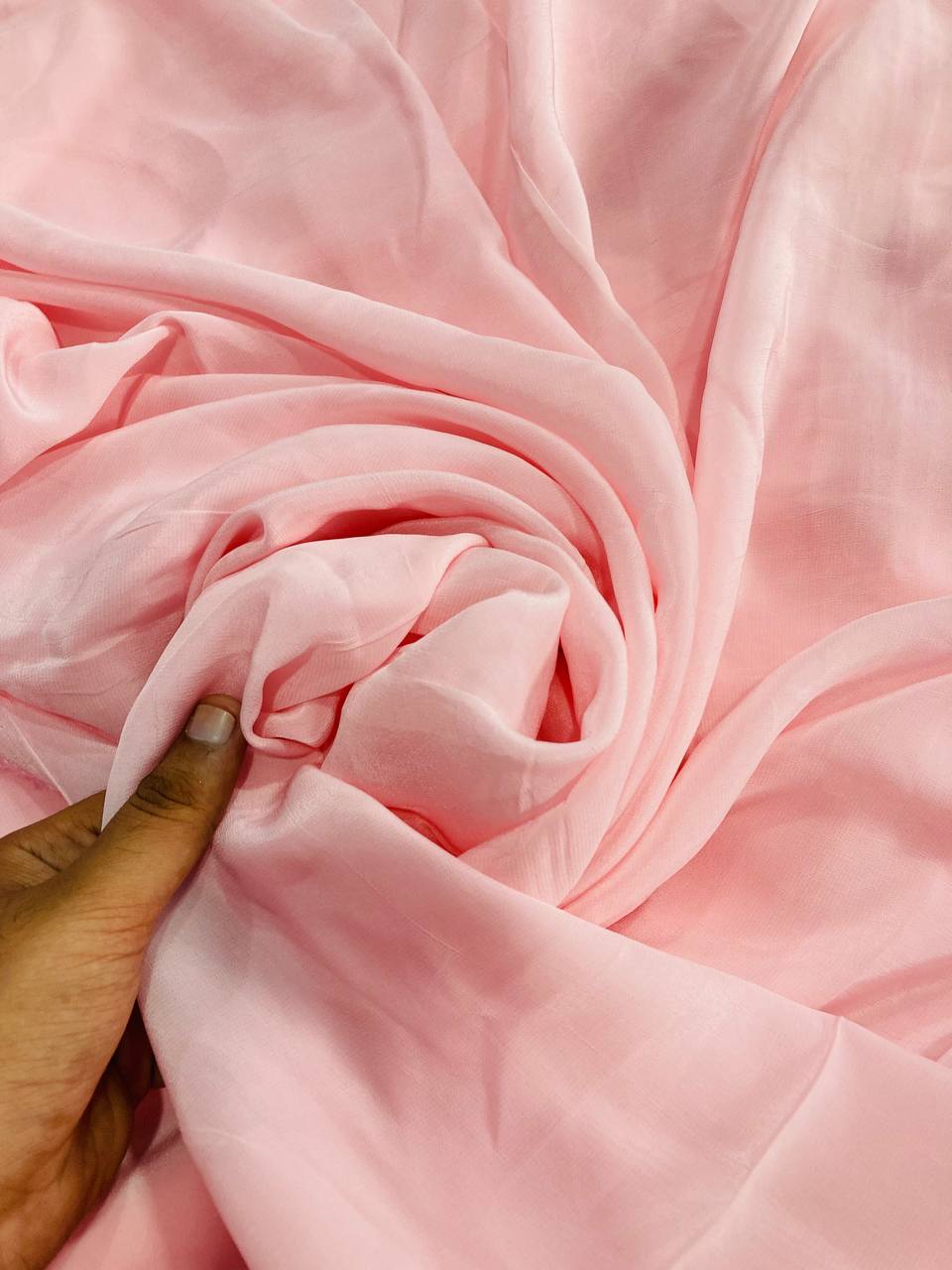 Premium Pure Viscose Natural CREPE FABRIC (PINK Colour) (Big WIDTH!!)