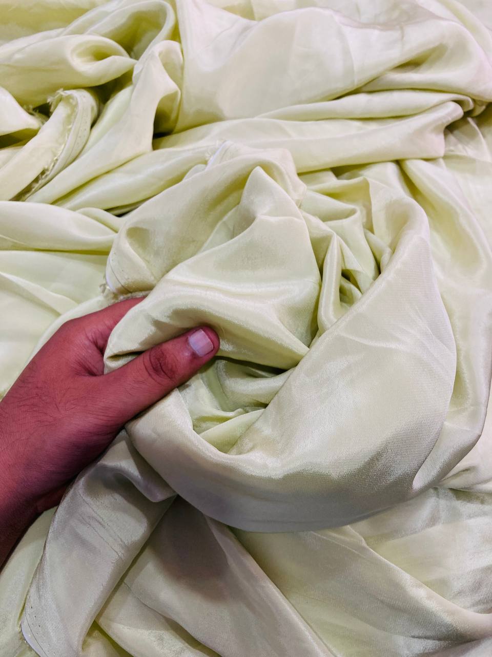 Premium Pure Viscose Natural CREPE FABRIC (Ghiya Green Colour) (Big WIDTH!!)