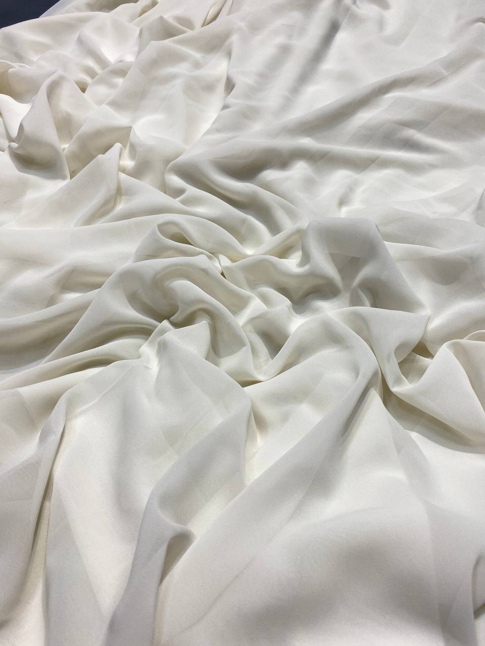 Most Premium Quality Of Georgette Fabric - Double Georgette Bada Panna (Off Pearl White )