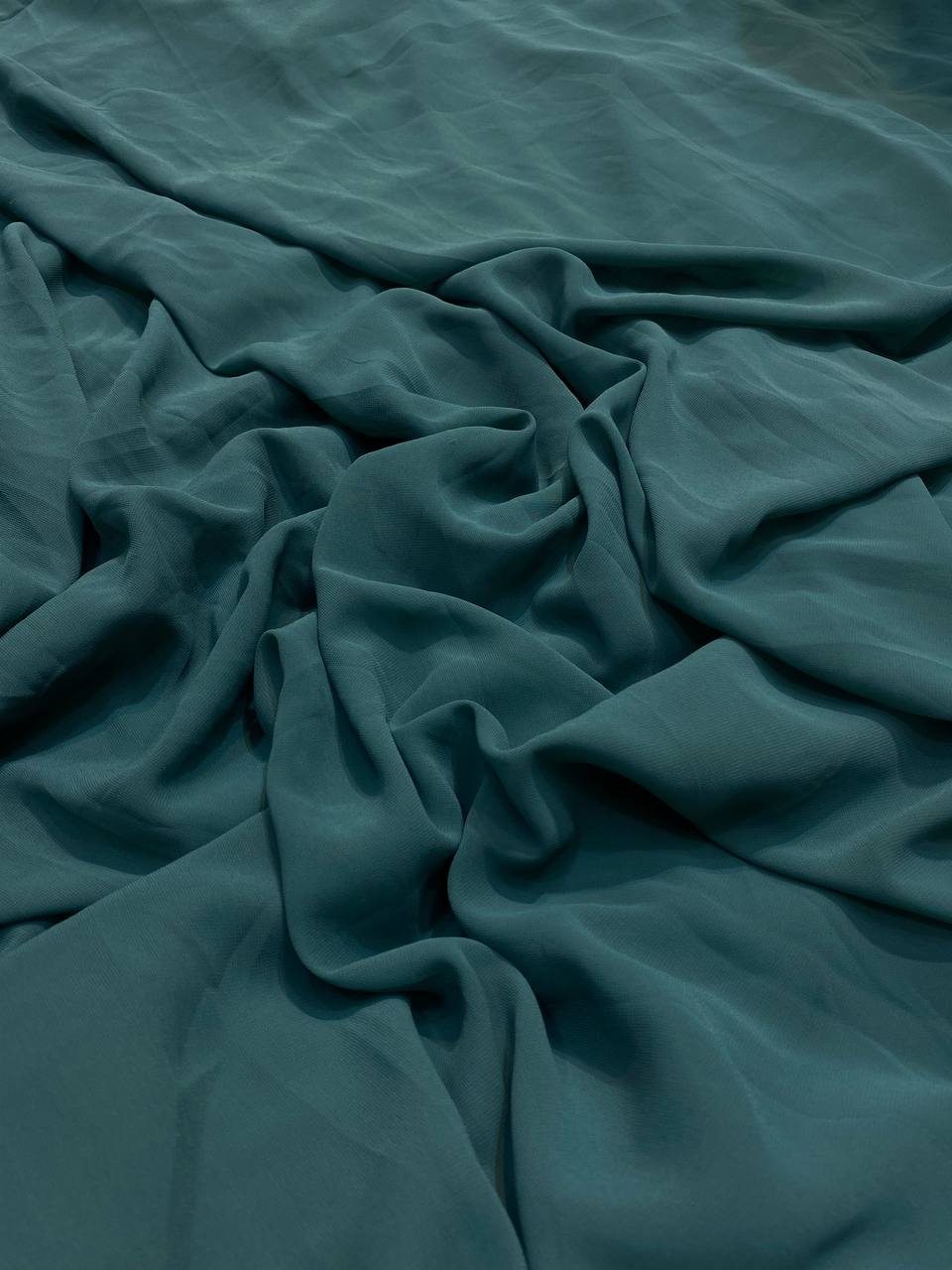 Most Premium Quality Of Georgette Fabric - Double Georgette Bada Panna (English Clay Green)