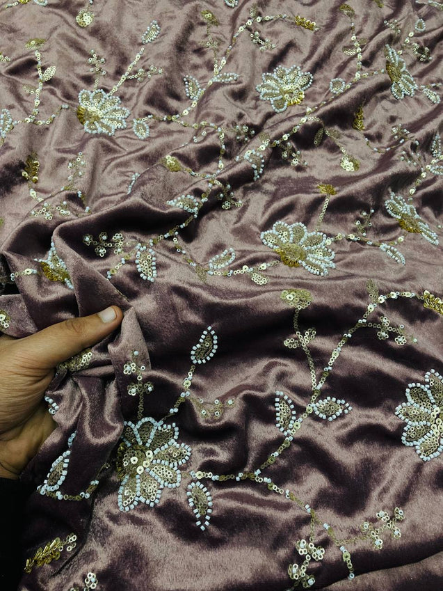 (SALE Prices) Most Premium Pure Makhmal Silk Velvet FABRIC With Fine Hand Work