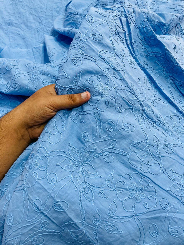 Most Premium Pure Cotton FABRIC With Fine 3D Dori Embroidery (Big WIDTH!!)