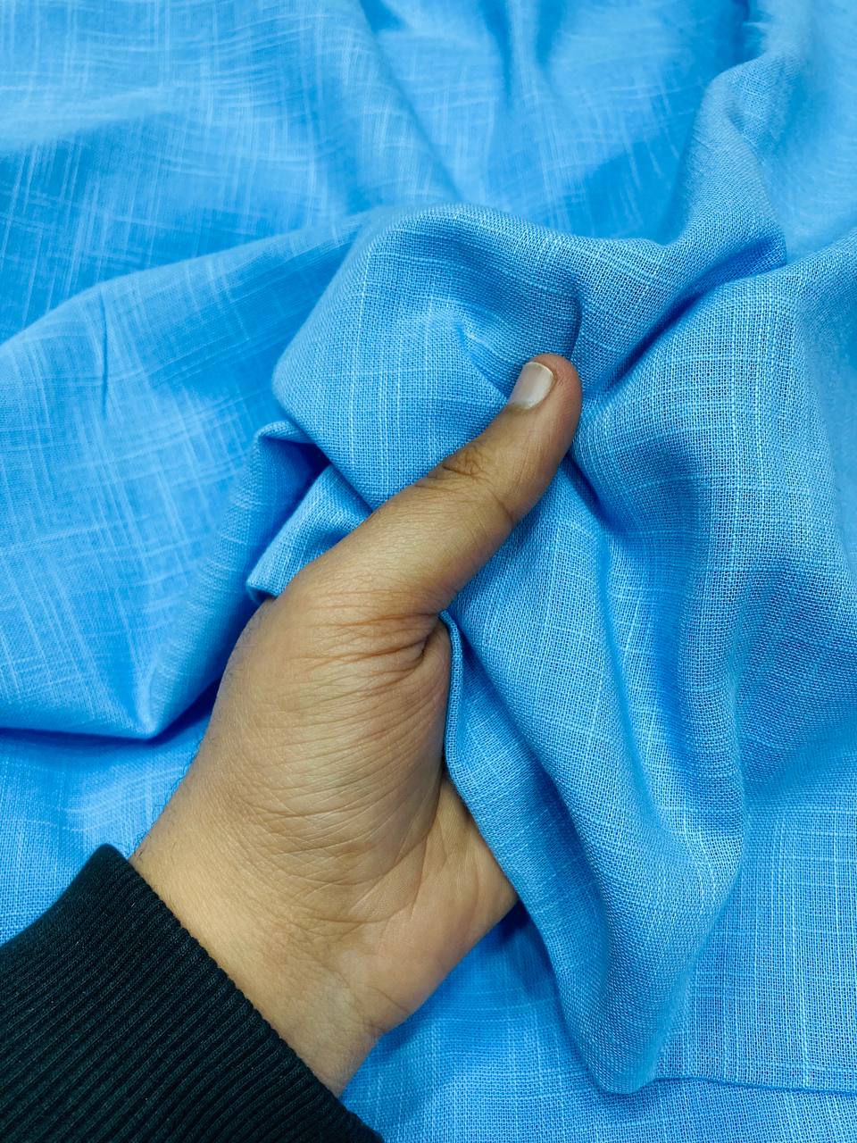 Most Premium Pure Viscose Cotton LINEN FABRIC (Powder BLUE)