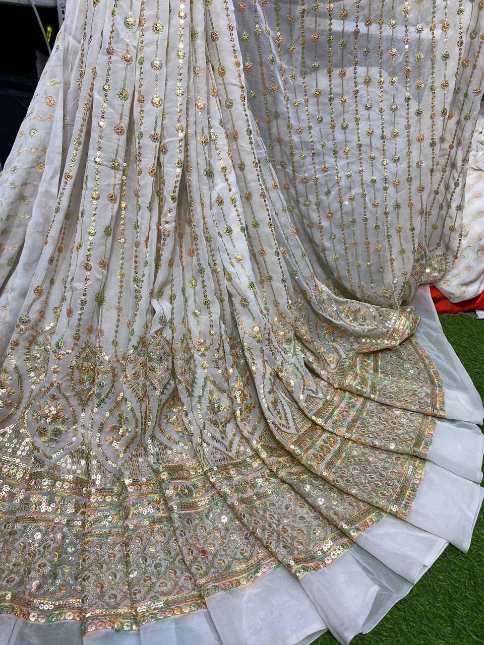 Most Premium Collection Of Sequin Designs - Pure Dyeable Georgette 60 Inch Width