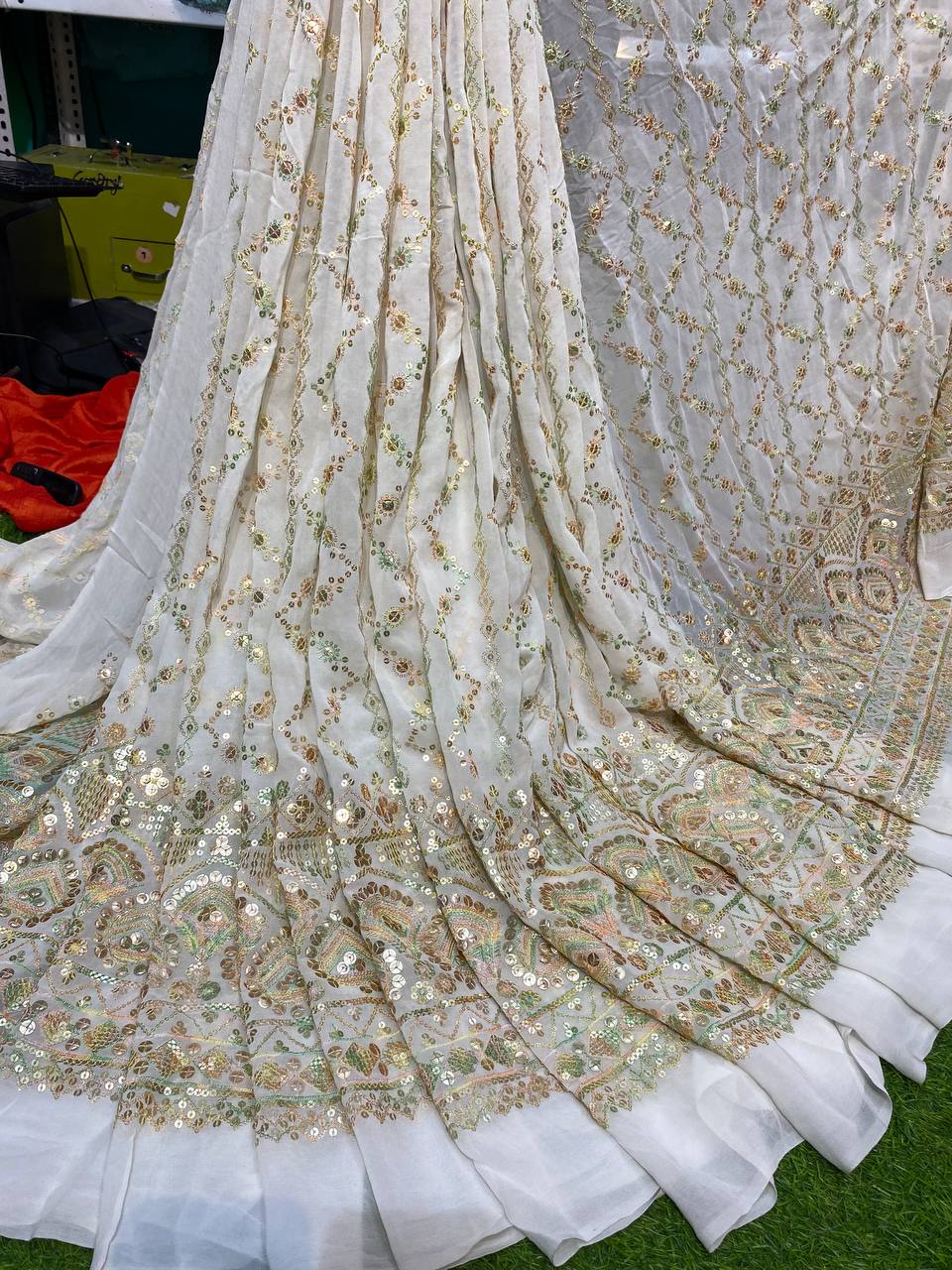 Most Premium Collection Of Sequin Designs - Pure Dyeable Georgette 60 Inch Width