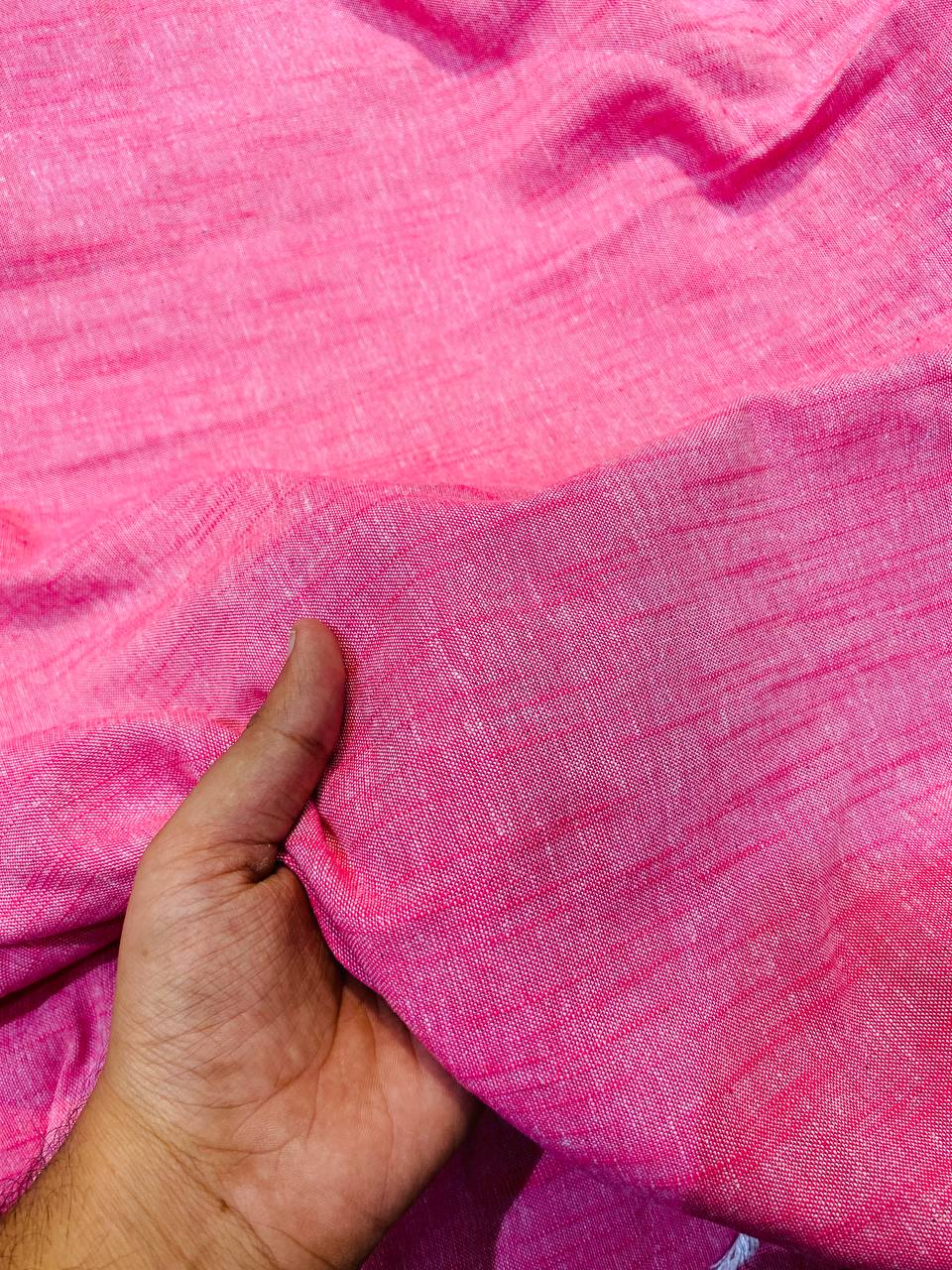 Most Premium Pure Viscose Linen Cotton FABRIC (Big WIDTH!!) (PINK)