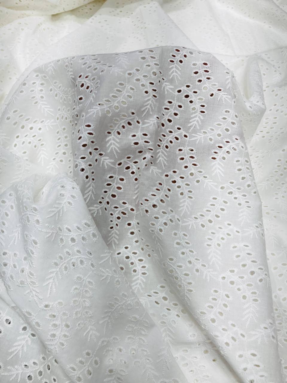 Premium Pure Cotton Fabric With Hakuba Chikankari Embroidery (DYEABLE ALSO) (Big WIDTH!!)