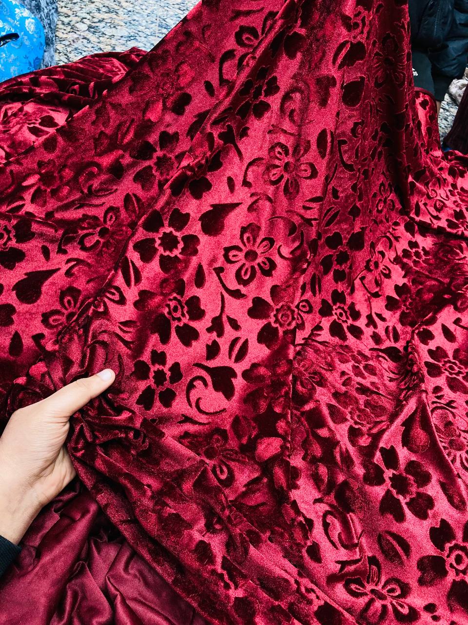 Premium Texture Embossed Shaneel VELVET FABRIC (Big WIDTH!!)