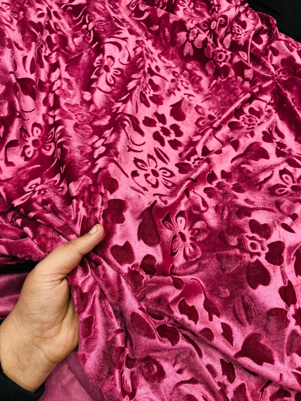 Premium Texture Embossed Shaneel VELVET FABRIC (Big WIDTH!!)