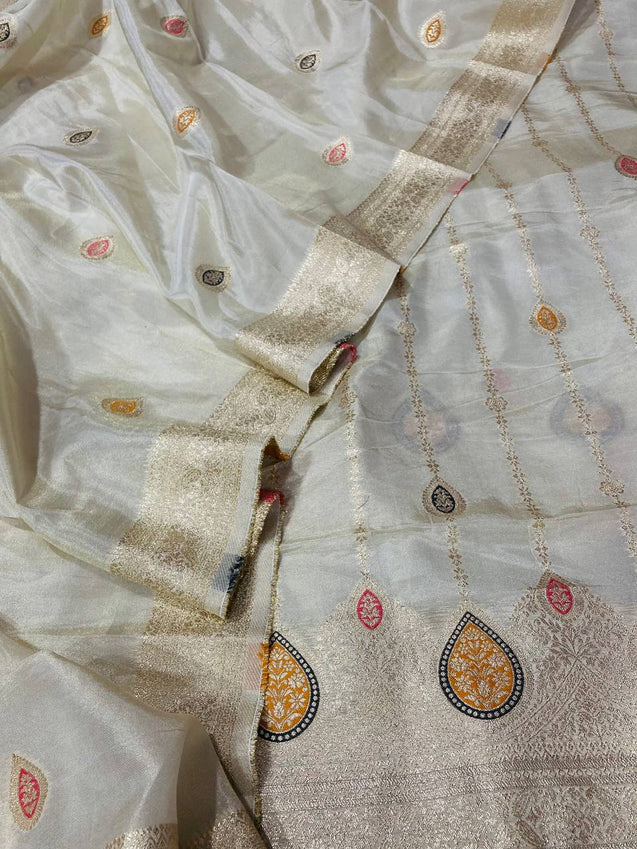 Premium Pure Cosmos (Russian) Silk Suit With Dupatta (Complete Suit)