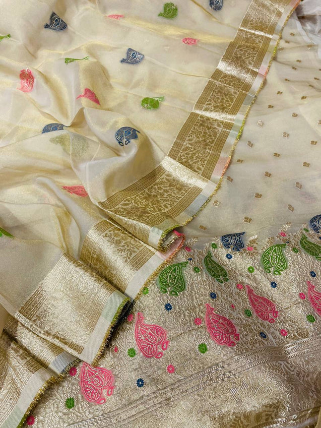 Premium Pure Cosmos (Russian) Silk Suit With Dupatta (Complete Suit)