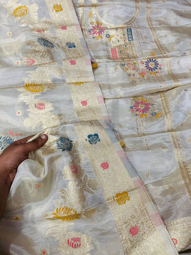 Premium Pure Cosmos (Russian) Silk Suit With Dupatta (Complete Suit)