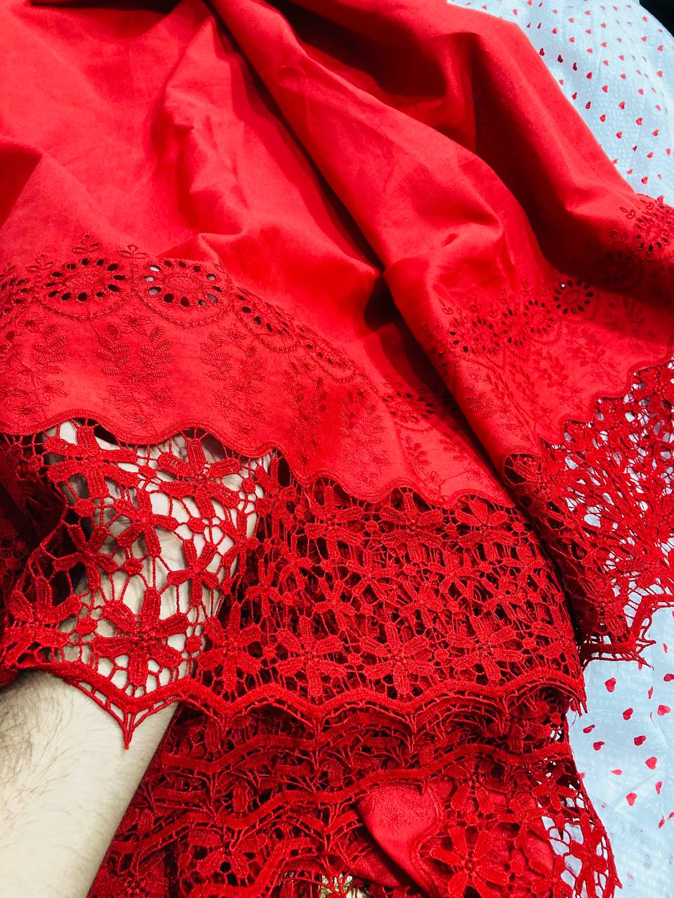 Most Premium Collection Of Cotton Fabric - Applique Fabric (RED)