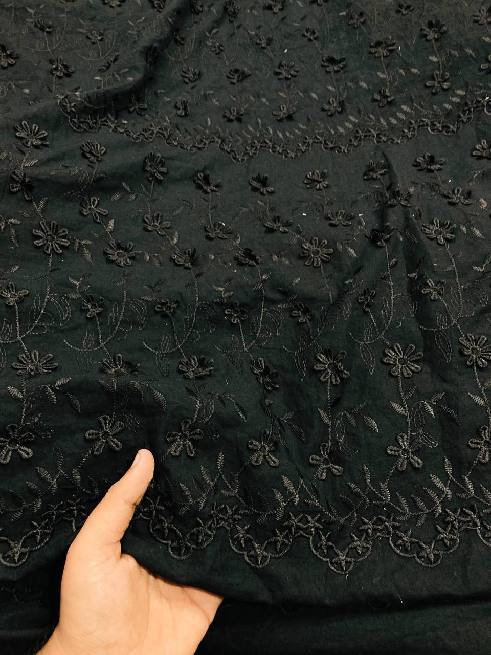 Most Premium Imported 3D Applique Fine Embroidery Cotton FABRIC (Big WIDTH!!)