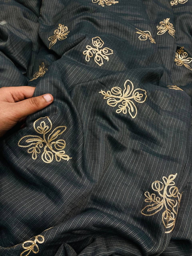 Premium Pure Cotton Kota Doria With Gota Patti Embroidery (Big WIDTH!!)