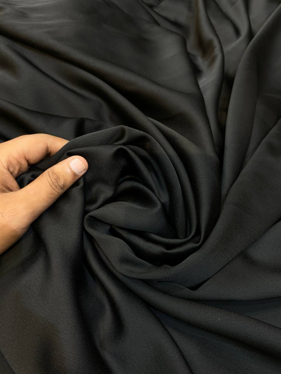 Premium Imported Quality Modal Armani Satin FABRIC (Big WIDTH!!) (ALL BLACK)