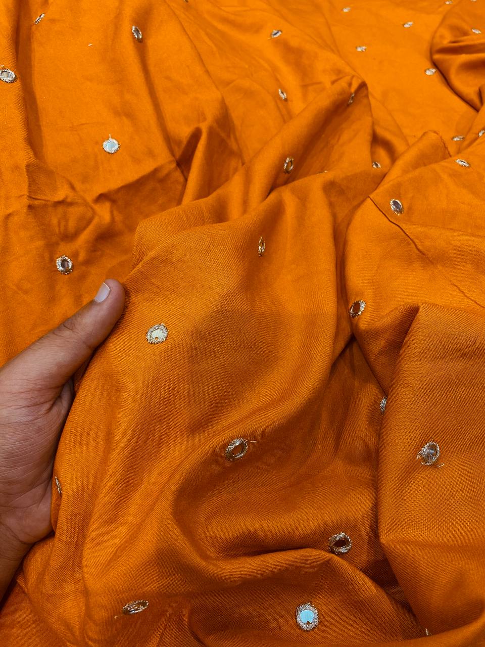 Most Premium Pure Modal Cotton FABRIC With Fine Mirror WORK