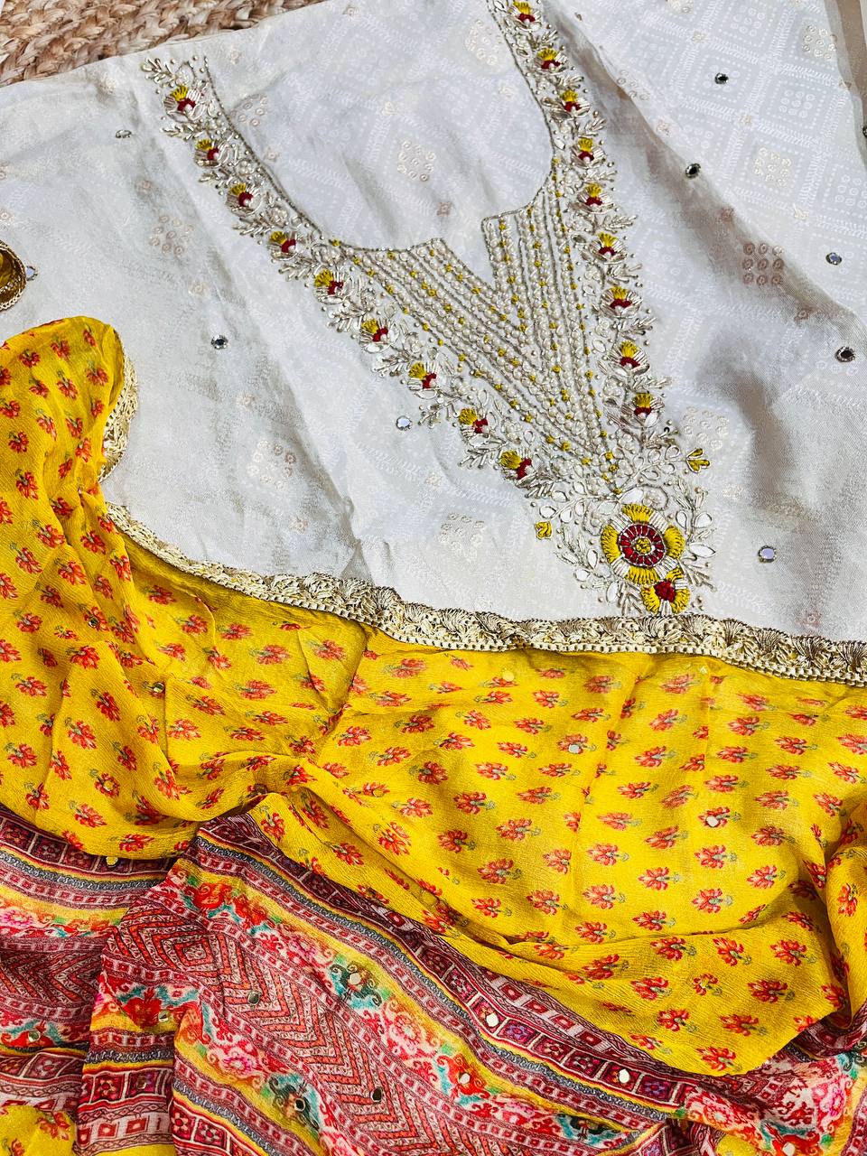 Premium Fine Pure Russian Silk Suit With Dupatta & Bottom