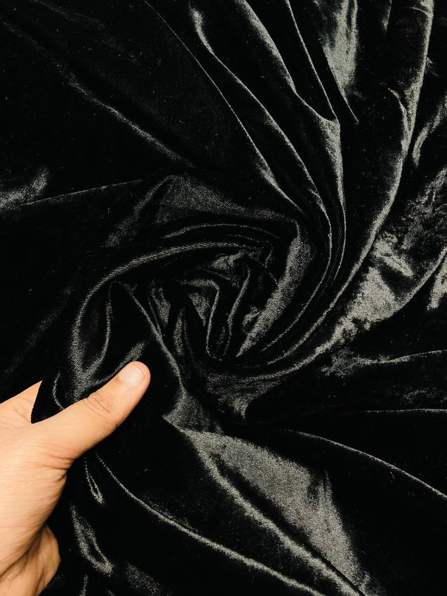Premium Pure Imported Silk Makhmal Velvet FABRIC - ALL BLACK