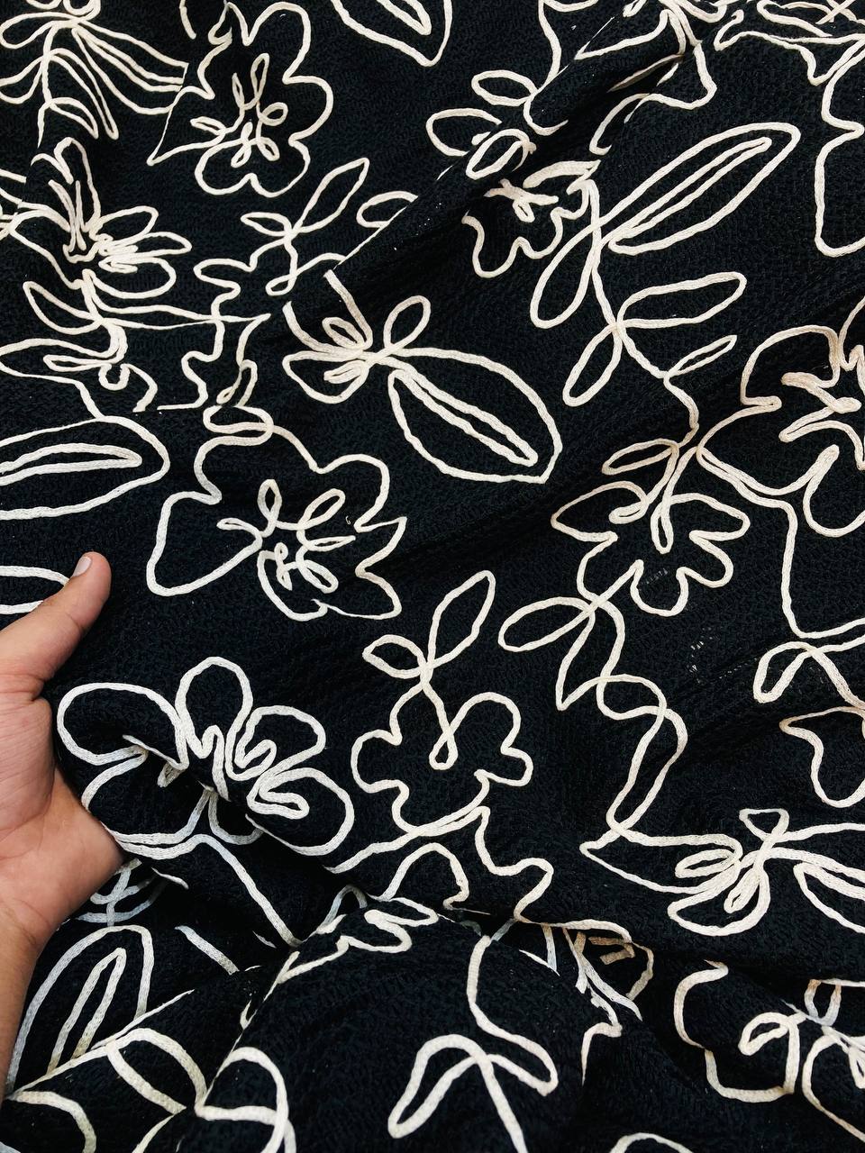 Most Premium Pure Matte Cotton FABRIC With Fine Dori Embroidery (Big WIDTH!!)