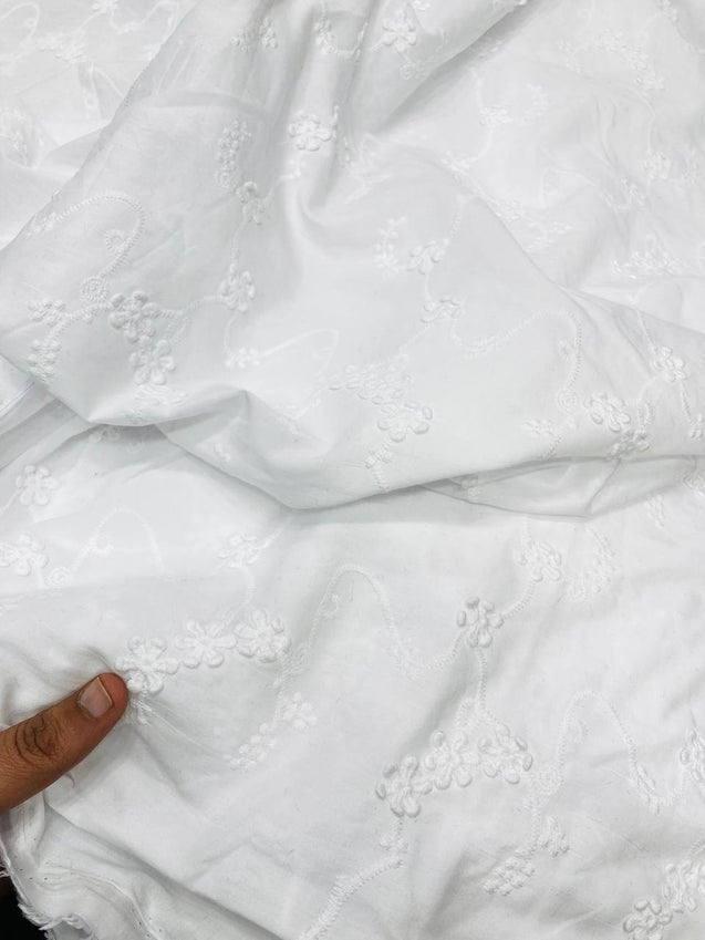 Most Premium Imported 3D Applique Fine Embroidery Cotton FABRIC (Big WIDTH!!) - DYEBALE ALSO