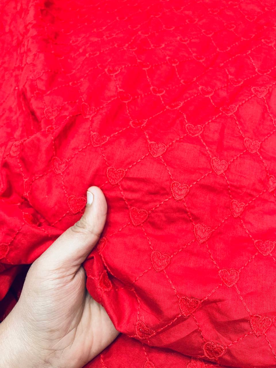 Most Premium Fine Heart Embroidery Cotton FABRIC (Big WIDTH!!)