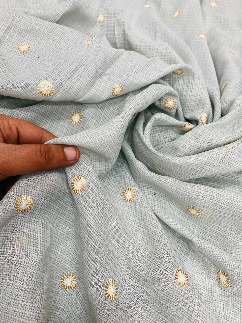 Premium Pure Cotton Kota Doria With Fine Embroidery