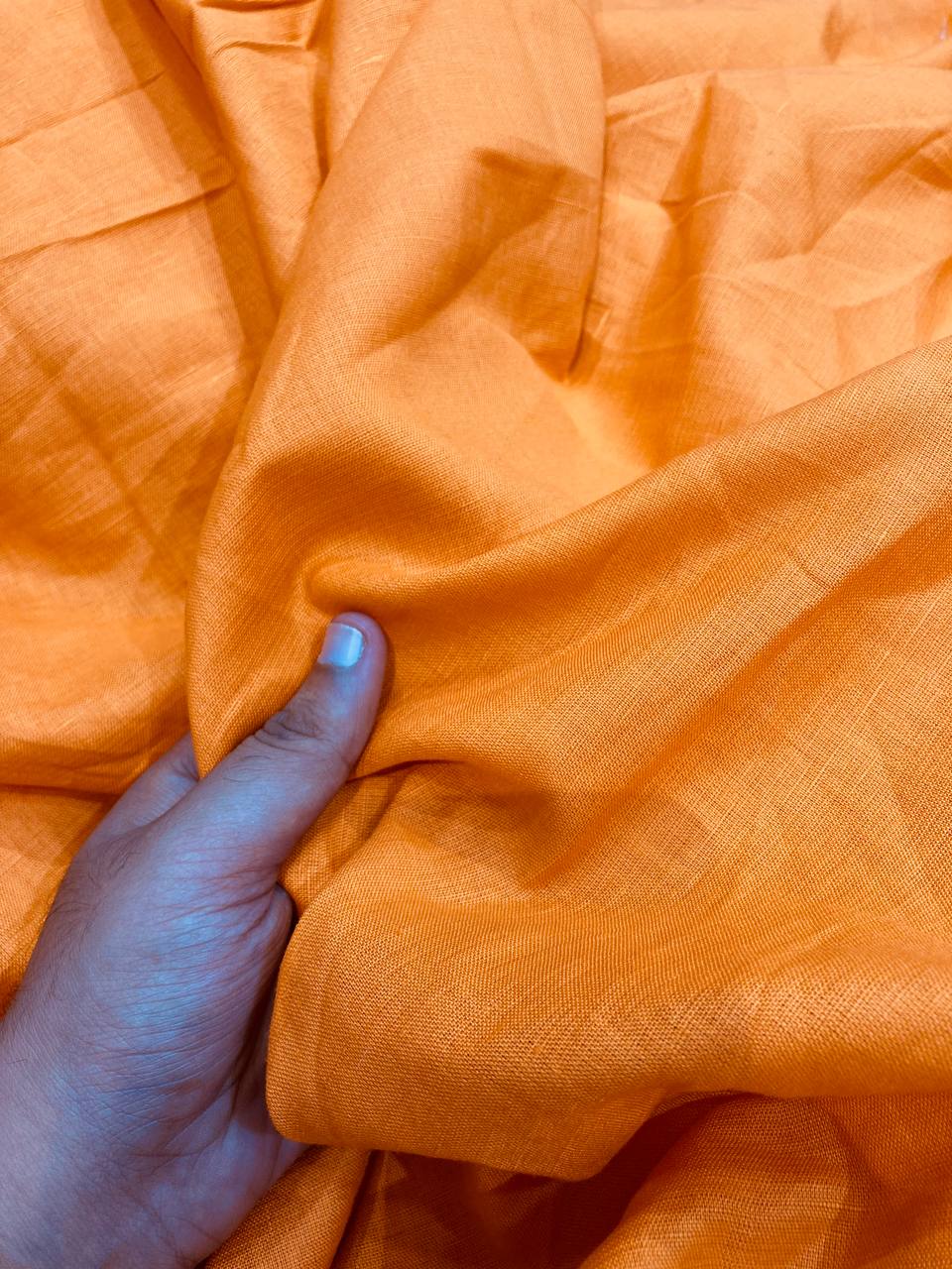 Most Premium Pure Viscose LINEN FABRIC (Big WIDTH!!) (Orange Color)