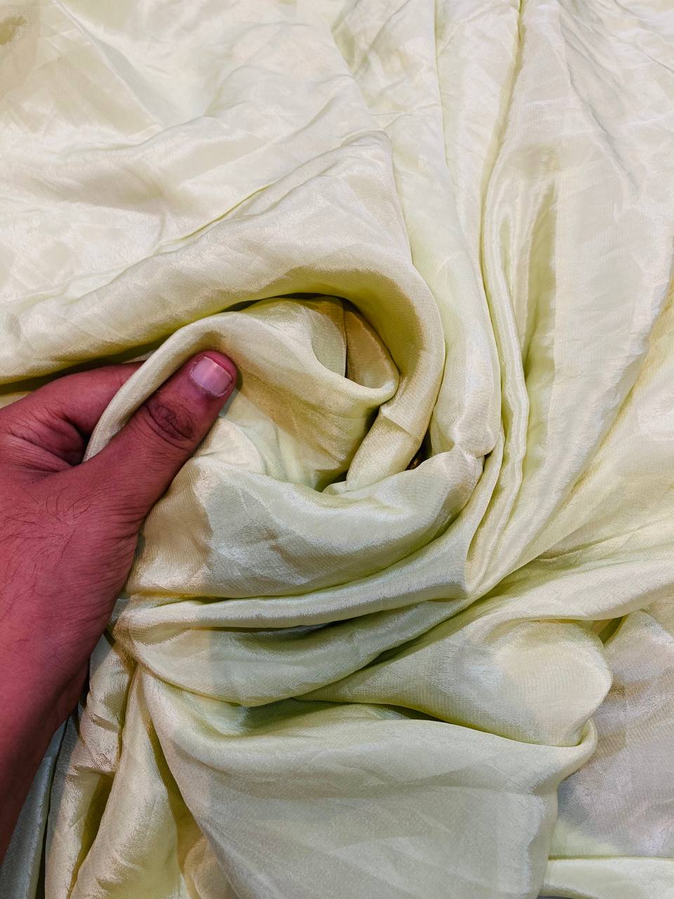 Premium Pure Viscose Natural CREPE FABRIC (Ghiya Green Colour) (Big WIDTH!!)