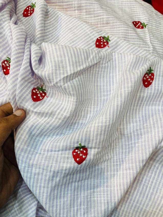 Most Premium Pure Cotton LINEN FABRIC With Fine Embroidery (Big WIDTH!!)