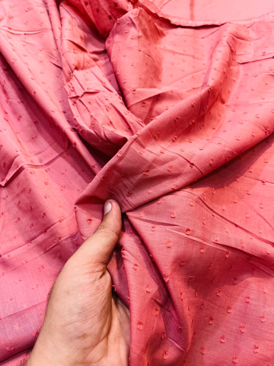 Most Premium Pure Dobby Cotton 80*80 FABRIC (Big WIDTH!!) (Peach Rust)