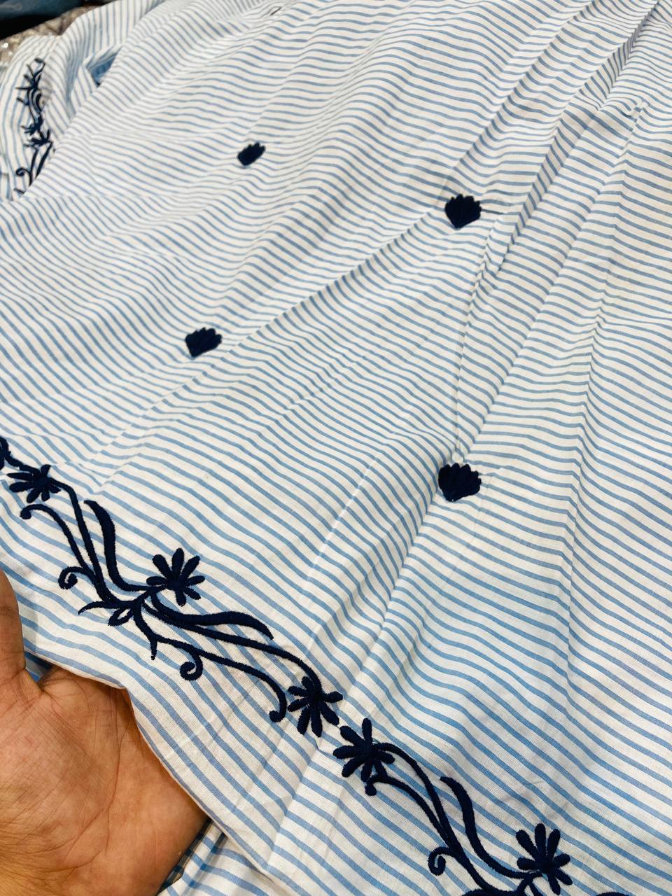 Most Premium Pure Cotton PRINTED FABRIC With Fine Embroidery (Big WIDTH!!)