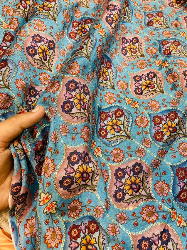 Most Premium Postion Print On Pure Chinon FABRIC