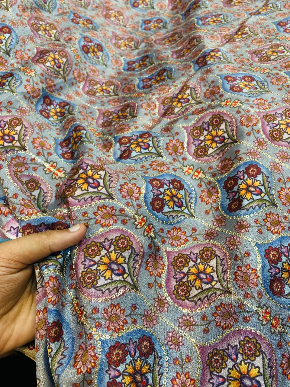 Most Premium Postion Print On Pure Chinon FABRIC