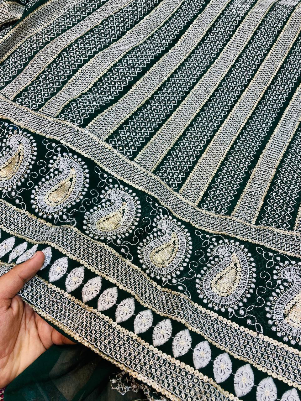 Most Premium Lakhnawi Embroidery On Pure Georgette Fabric (Big WIDTH!!)