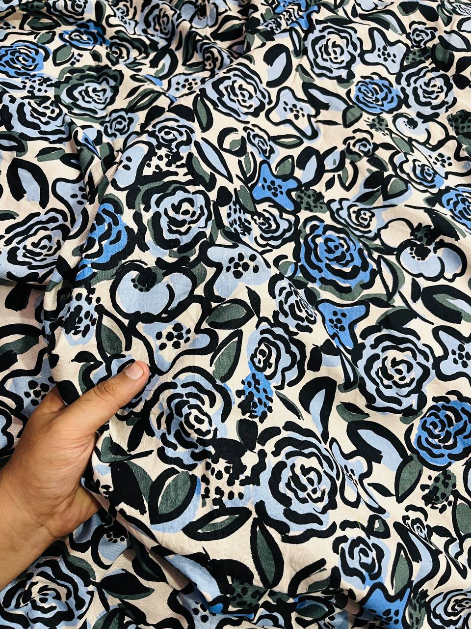 Most Premium Pure Linen Cotton PRINTED FABRIC (Big WIDTH!!)