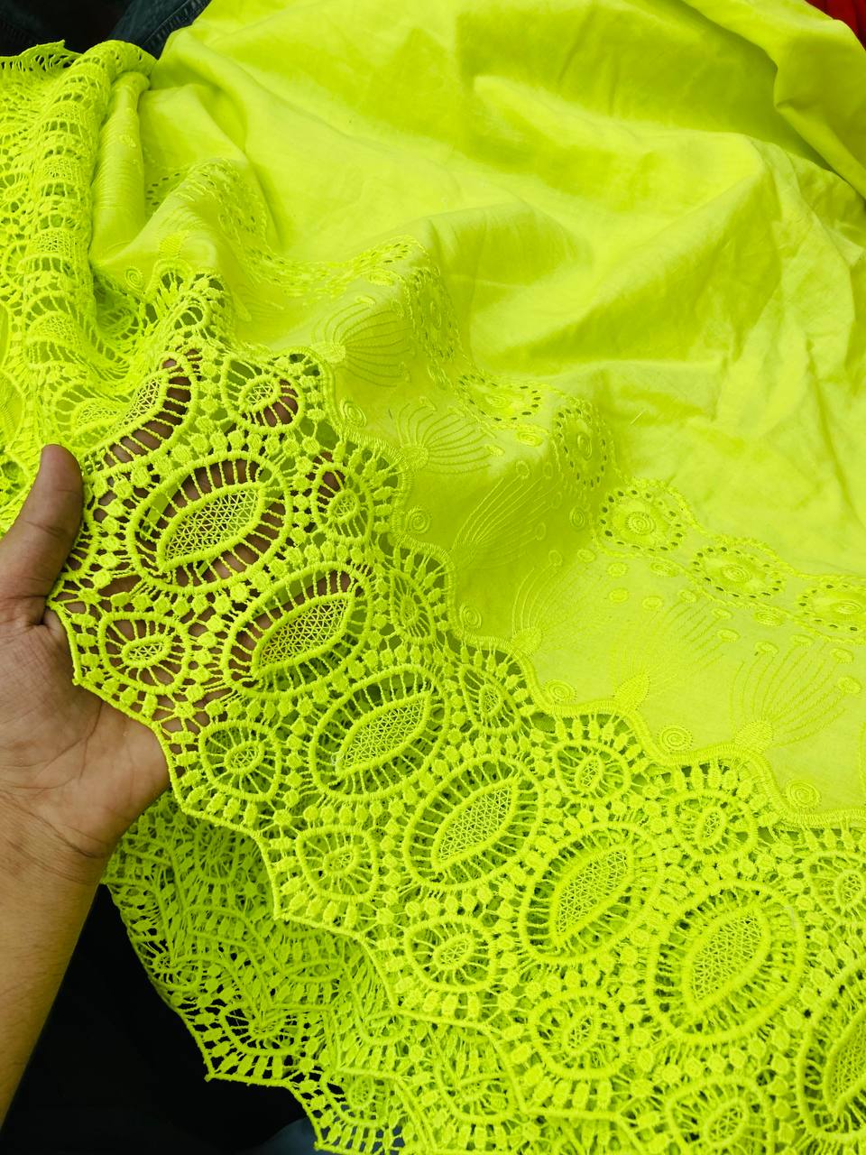 Most Premium Collection Of Cotton Fabric - Applique Fabric (Florocent GREEN)