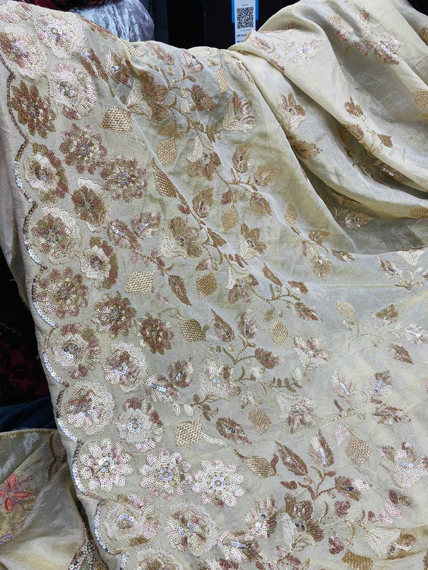 Most Premium Heavy Cut Dana Beats Hand Work On Pure Dyeable Cosmos (Kanjivaram) SILK FABRIC (Big WIDTH!!)