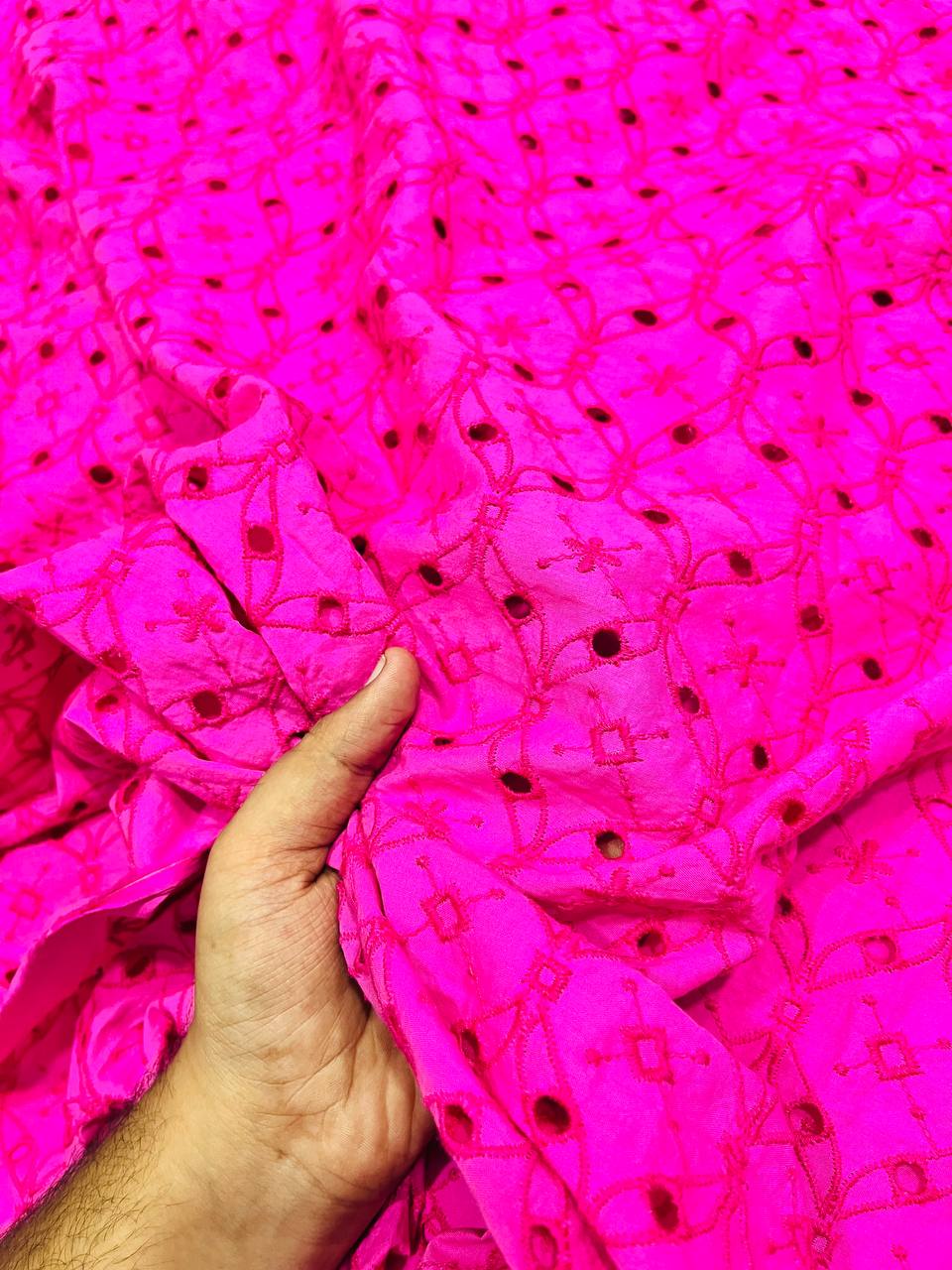 Premium Fine Hakuba Chikan Work On Pure Cotton FABRIC (Big WIDTH!!)