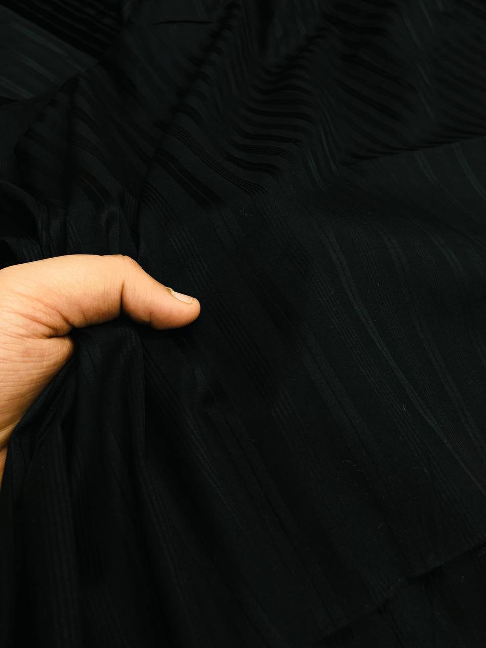 Most Premium Stripes Cotton Satin FABRIC - BLACK (Big WIDTH!!)