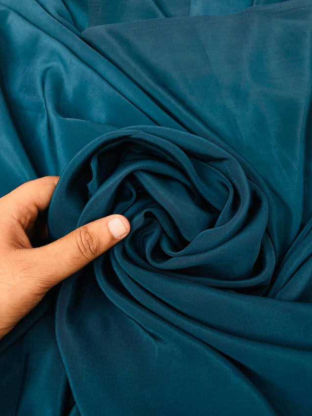 Most Premium Pure Viscose Natural CREPE FABRIC (Peacock GREEN)